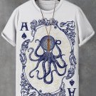 Men's Poker Octopus Graphic Print Casual T-Shirt