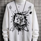 Men's Poker Splash-Ink Art Print High Neck Knit Sweatshirt