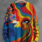 Men's Psychedelic Hippie Eyes Art Print Knit Sweatshirt