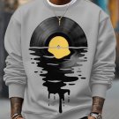 Men's Record Reflections in Water Print Cotton Casual Sweatshirt