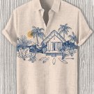 Men's Resort Beach Scenery Art Print Short Sleeve Shirt