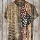 Men's Retro 3D African Wood Grain Totem Print Short Sleeve Casual T-Shirt
