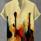 Men's Retro Abstract Guitar Music Oil Painting Art Print Shirt
