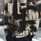 Men's Retro Brush Strokes Art Print High Neck Knit Sweatshirt