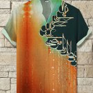 Men's Retro Calligraphy Color Block Art Print Casual Shirt
