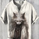Men's Retro Cat Mage Art Print Short Sleeve Shirt