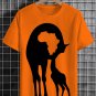 Men's Retro Cute Giraffe Africa Map Silhouette Print Cotton Casual T-Shirt