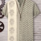 Men's Retro Ethnic Pattern Print V Neck T-Shirt