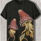 Men's Retro Fantasy Octopus Mushroom Art Print T-Shirt