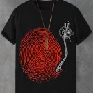 Men's Retro Fingerprint Record Print Cotton Casual T-Shirt
