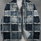 Men's Retro Frayed Distressed Color Block Print Denim-Like Long Sleeve Shirt