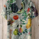 Men's Retro Fruit Boho Pattern Art Print Short Sleeve Linen Blend Shirt
