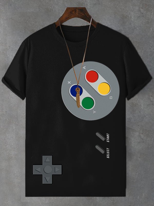 Men's Retro Fun Game Graphic Print Cotton Casual T-Shirt