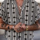 Men's Retro Graphic Print Beach Hawaiian Casual Short Sleeve Shirt