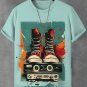 Men's Retro Hip Pop Record Music Illustration Print T-Shirt