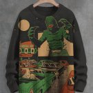Men's Retro Horror The Monster Car Outdoor Movies Art Print Knit Sweatshirt
