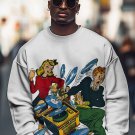 Men's Retro Music Record Art Print Casual Sweatshirt
