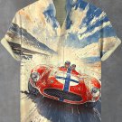 Men's Retro Racing Landscape Watercolor Art Print Shirt