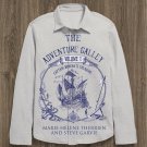 Men's Retro The Adventure Galley Illustration Print Long Sleeve Shirt