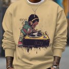 Men's Retro The Little Black Boy Is The DJ Print Casual Sweatshirt