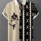 Men's Retro Totem African Contrast Color Print Linen Blend Shirt