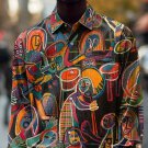 Men's Retro Traditional Tribal Pattern Art Print Corduroy Long Sleeve Shirt