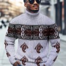 Men's Retro Tribe Paisley Patterns Print High Neck Knit Sweatshirt