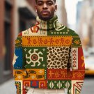 Men's Retro Tribe Totem Pattern Print High Neck Knit Sweatshirt