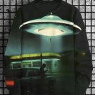 Men's Retro UFO Takes Humans Away Print Casual Sweatshirt