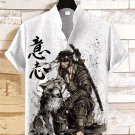 Men's Samurai Big Boss And His Dog Companion Ink Painting Japanese Art Print Shirt