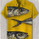 Men's Sardine Oil Painting Print Short Sleeve Shirt