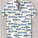 Men's Sardines Graphic Print Casual Short Sleeve Shirt