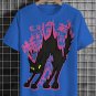 Men's Scared Black Cat Graphic Print Cotton Casual T-Shirt