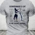 Men's Schrodinger's Cat Dead And Alive Physics Print Cotton Casual T-Shirt