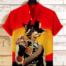 Men's Secret Agent Cowboy Raccoon Print Linen Blend Shirt