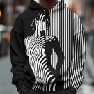 Men's Sexy Body Abstract Line Art Print Hooded Sweatshirt