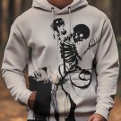 Men's Skeleton Dark Art Print Hooded Sweatshirt