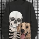 Men's Skull and Dog  Funny Art Print Casual Sweatshirt