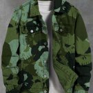 Men's Skull Camouflage Print Denim-Like Long Sleeve Shirt