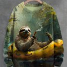 Men's Sloth On A Boat Print Knit Sweatshirt