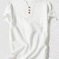 Men's Solid Color Side Slit Loose Short Sleeve Button Shirt