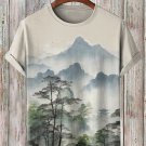 Men's Spring Landscape Ink Painting Print T-Shirt