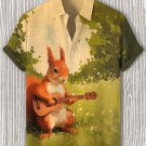 Men's Squirrel Playing Guitar On The Grass Art Print Casual Shirt
