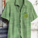 Men's St. Patrick's Day Clover Pocket Art Print Casual Shirt