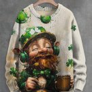 Men's St. Patrick's Day Gnome Beer Clover Print Knit Sweatshirt