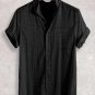 Men's Stand-up Collar Short Sleeve Cotton And Linen Shirt