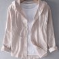 Men's Striped Print Long Sleeve Cotton And Linen Hooded Shirt