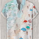Men's Summer Beach Oil Painting Print Shirt