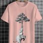 Men's Tree Elephant Art Print Cotton Casual T-Shirt