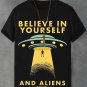 Men's UFO Aliens Believe In Yourself Print Cotton Casual T-Shirt